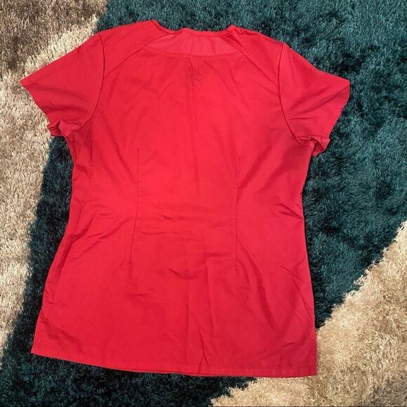 AUW | Hot Pink ACTIVE Women's Sporty Mesh Mock Wrap Scrub Top | Small - Picture 7 of 7